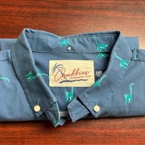 Chubbies Blue Shirt with Green Pattern